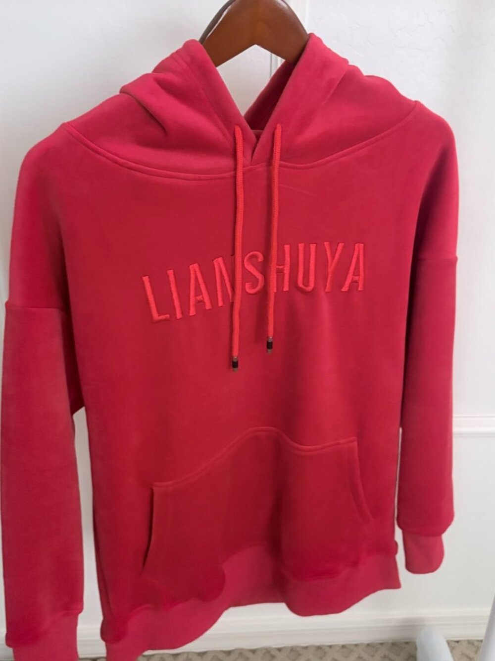 NWOT Red 'Lianshuya' Embroidered Velour Hoodie - Size M